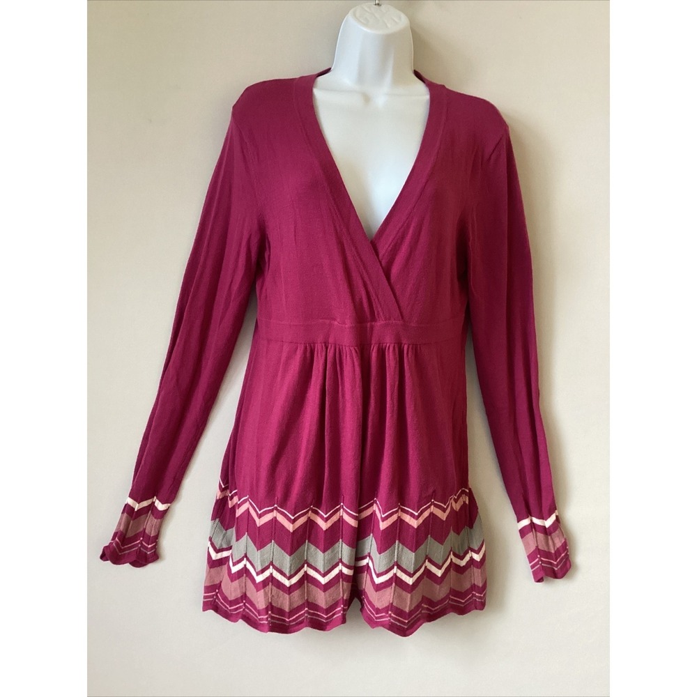 Mac and Jac Dress Womens Large Pink‎ Knit Lightweight Zig Zag  Phoebe Buffay A1